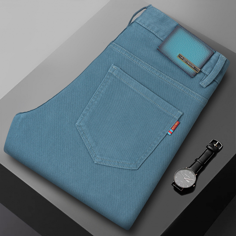 2026 Autumn Men's European Style Peacock Blue Slim Fit Straight-Leg Versatile Jeans Men's Trendy European Brand Skinny Pants 2026 Autumn Men's European Style Peacock Blue Slim Fit Straight-Leg Versatile Jeans Men's Trendy European Brand Skinny Pants