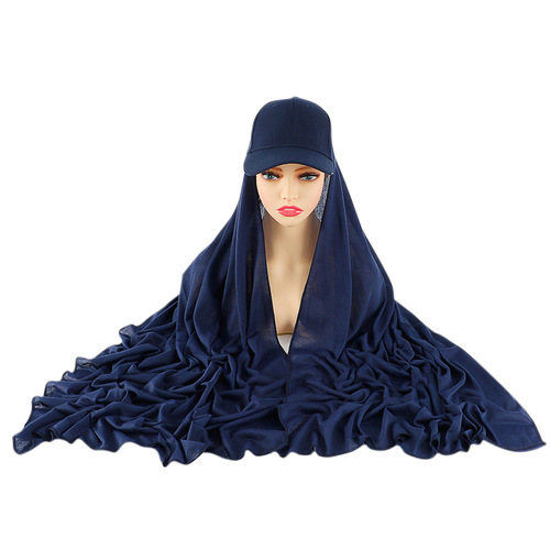 New foreign trade Shopee hot model solid color jersey and cotton baseball cap all-in-one hat set sun protection turban shawl