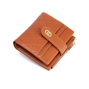 2024 New Wallet Women's Foldableing Wallet Multi-Card Slot Simple Belt Buckle Small Fresh Short Card Holder Coin Purse