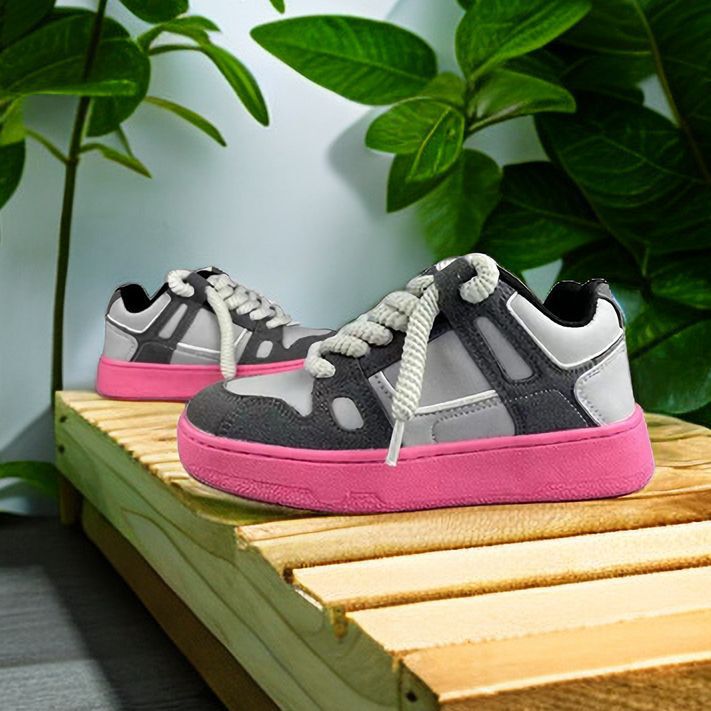 Dragon Fruit Shoes Women's ins Fashionable Stitching Niche Warm Sneakers Vintage American Style Winter Sports Bread Women's Shoes