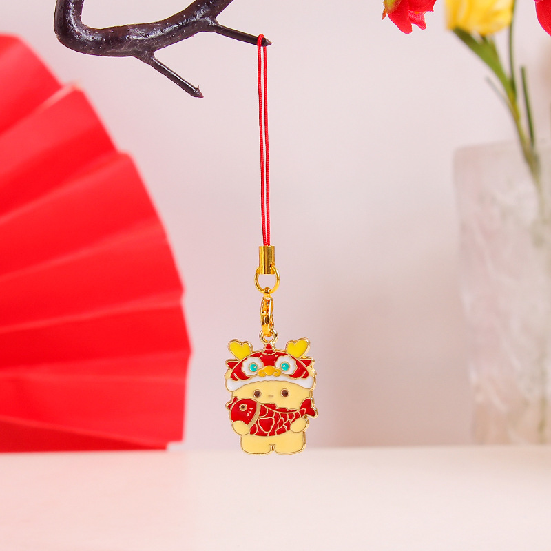Año nuevo Dragón año regalo metal teléfono móvil cordón colgante bolsa adornos fortuna regalo creativo llavero