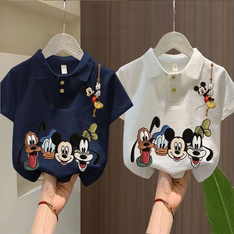 2026 New Cartoon Cute Mickey Mouse Print Short-Sleeve T-Shirt for Boys and Girls - Popular Fashionable Loose Fit Versatile Top Trendy T-Shirt
