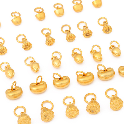Copper-plated gold-plated Yuanbao lotus bud butterfly knot small pendant necklace bracelet DIY materials accessories