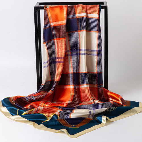 Satin imitation silk scarf autumn and winter new artistic pattern large square scarf extra large super soft women's scarf wholesale