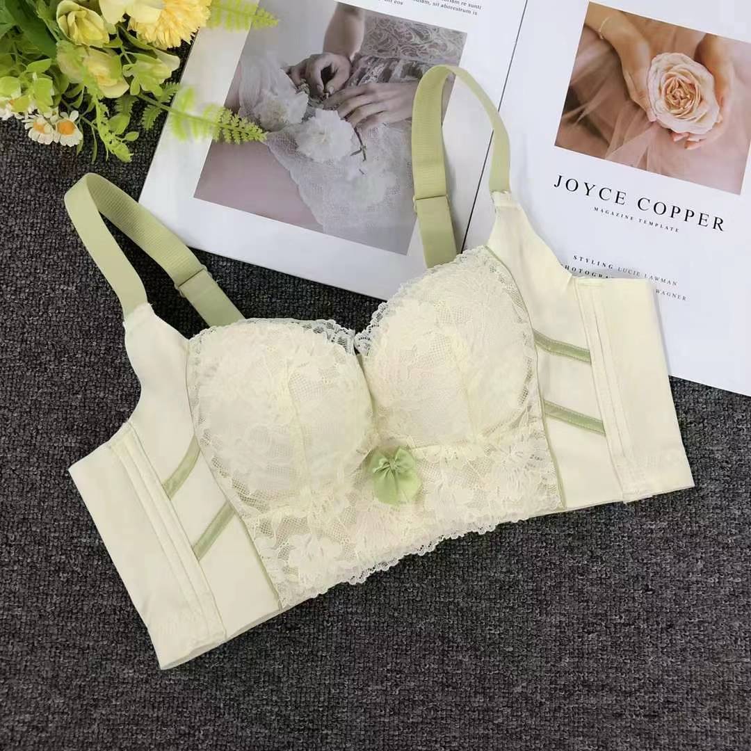 Nuevo sujetador de alta calidad de moda de encaje jacquard transpirable y cómodo ajuste lateral de pecho de botón múltiple ropa interior mujer