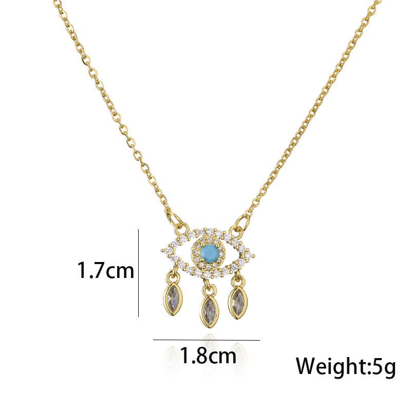 Aogu Cross-Border Supply Amazon Hot Sale Copper Micro Inlaid Zircon Ornament Gold Small Eye Pendant 