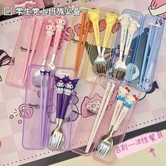 かわいい形のステンレス製クロミ大きな耳の犬スプーンとフォーク学生サラリーマン独立した食器収納ボックス