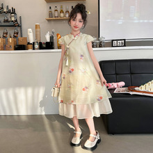女童夏季中国风旗袍连衣裙中大童女孩时髦洋气新中式裙子儿童夏装