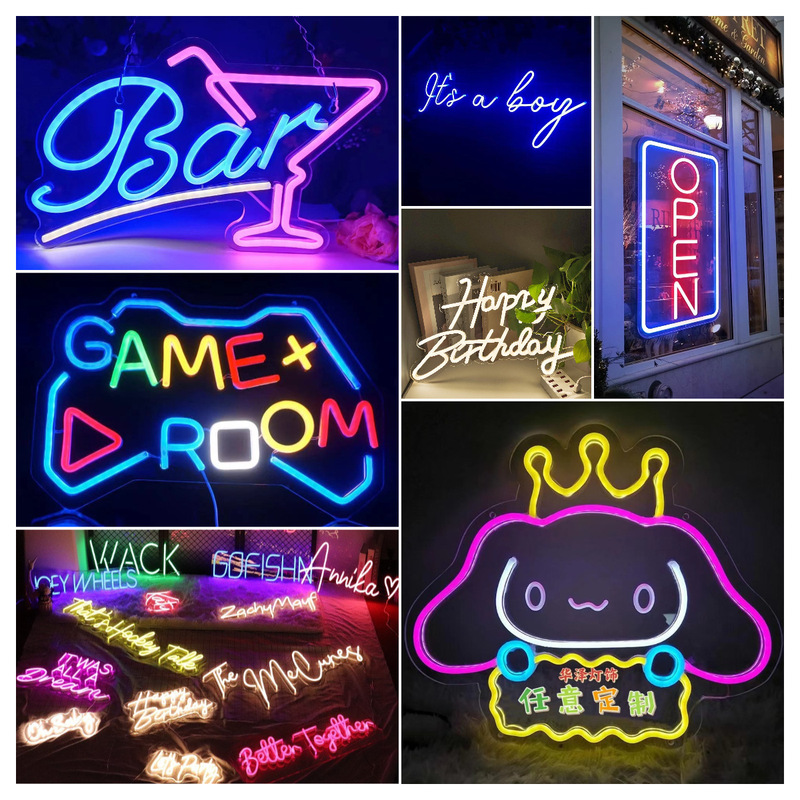 Amazon new happy birthday led atmosphere light USB game handle carved neon light custom light plate manufacturers