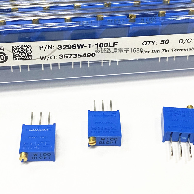 BOURNS精密可调电阻3296W-1-100LF 10R进口顶调电位器W100