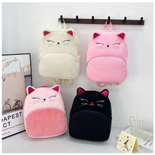 秋冬款可爱微笑毛绒双肩包男童女童幼儿园书包儿童外出游玩小背包