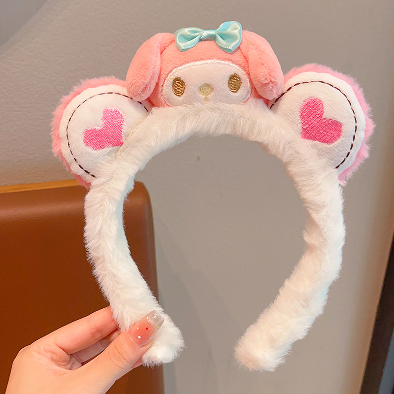 Cartoon facial lavado especial para mujeres 2024 nuevo cabello de peluche maquillaje prensado cabello lindos pinzas de cabello correa tocado