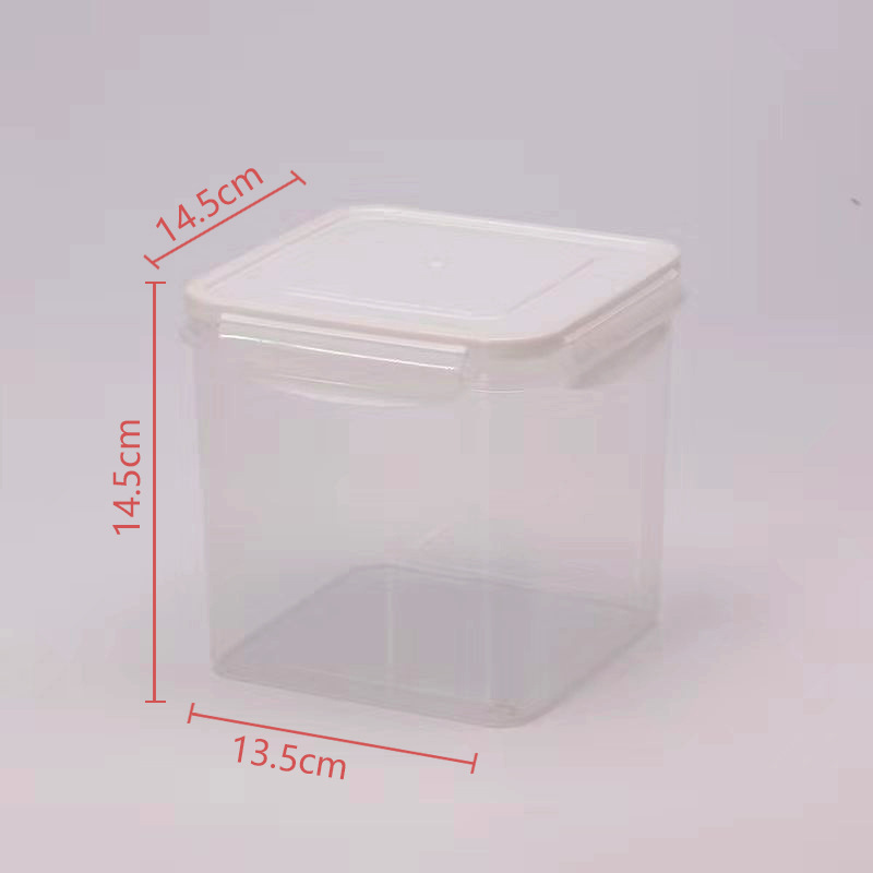 Caja de tiras de gato Cubo de plástico de alimentos cuadrado Caja de almacenamiento de granos diversos Caja sellada de plástico Cubo liofilizado Caja de almacenamiento de alimentos Conservación fresca