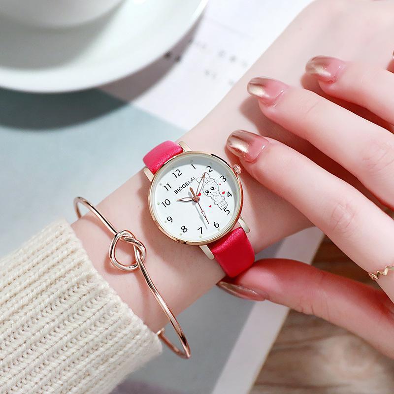 Caramelo color ins mujer estudiante coreano simple reloj de moda Mori chica pequeño conejo fresco pareja reloj al por mayor
