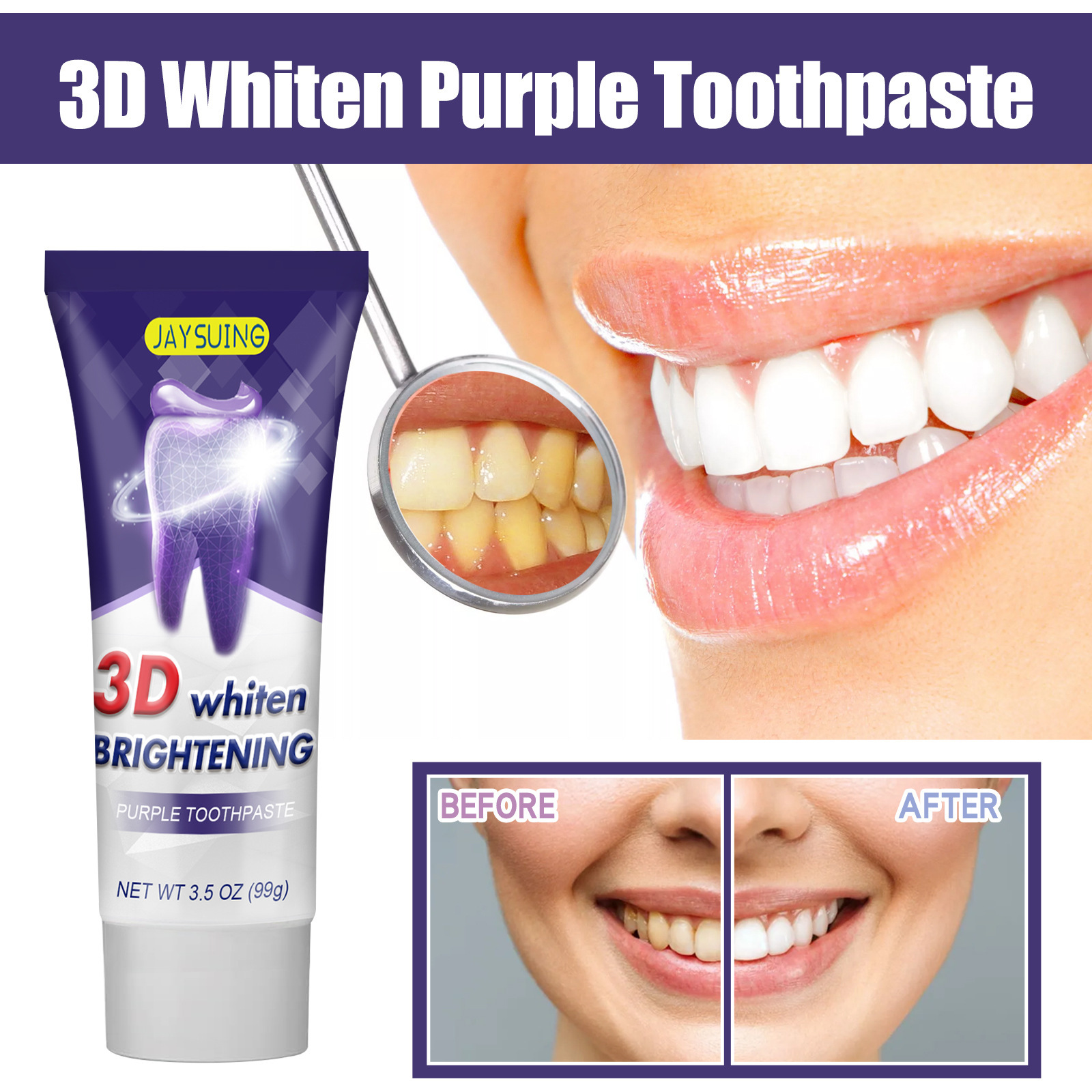 Jaysuing paarse tandpasta voor het bleken van tanden die een diepe reiniging veroorzaken om orale geur te verwijderen en de adem op te frissen_voghion.com