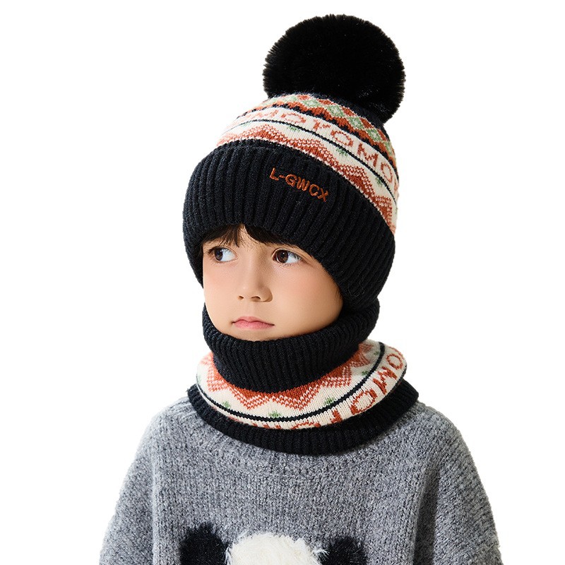 Sombreros de lana para niños, niñas y niñas, cuello de otoño y invierno, sombreros de punto cálidos azules, sombreros de cuello para bebés a prueba de viento image 5