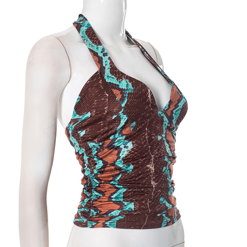 Women Clothing Autumn Winter Halter Lace up Hollow Out Cutout Backless Tube Top Pattern Printed Top T shirt 9 Women Clothing Autumn Winter Halter Lace up Hollow Out Cutout Backless Tube Top Pattern Printed Top T shirt