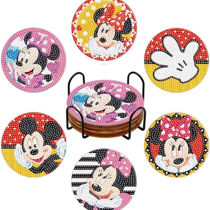 Taza de pintura de diamante personalizada almohadilla de taza de perforación completa almohadilla de aislamiento térmico redonda almohadilla de mesa de comedor de animales DIY forma especial almohadilla de taza con estante al por mayor