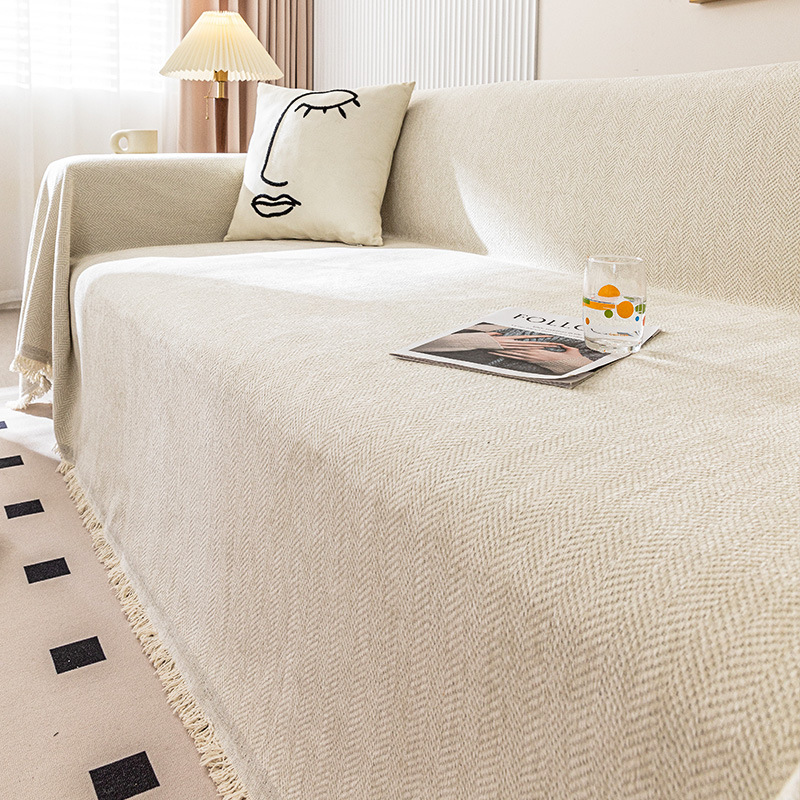Toalla de sofá impermeable, cubierta de sofá antideslizante universal de cuatro estaciones, simple y alta sensación de cojín de sofá en línea recta