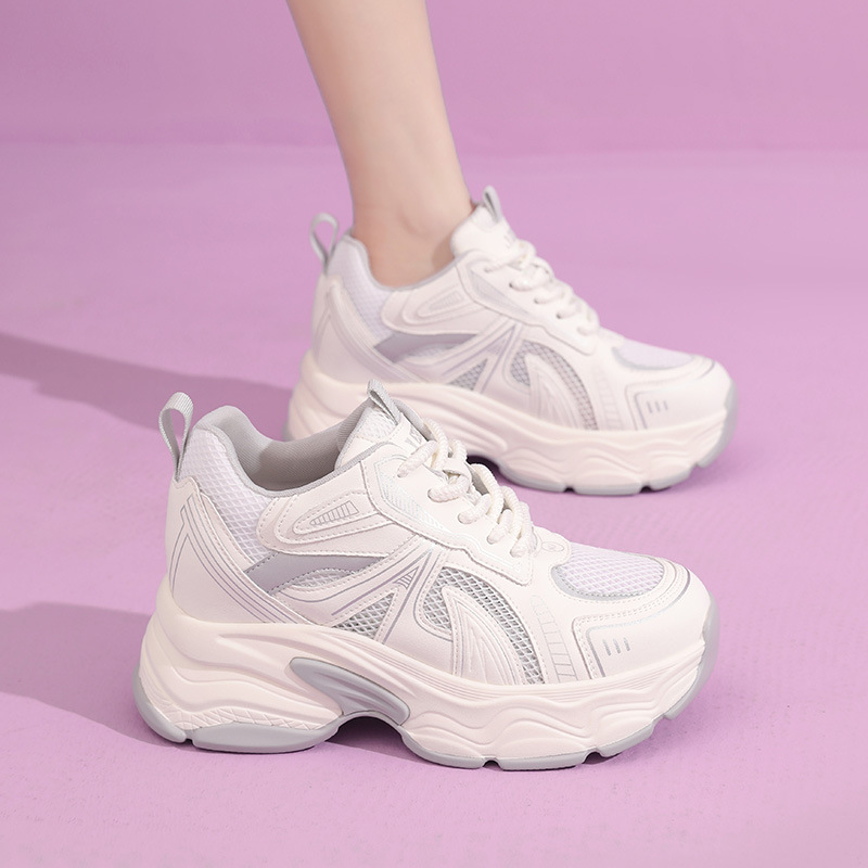 키가 작은 여성용 두꺼운 밑창 운동화, 봄 여름 신상품 가볍고 부드러운 밑창 캐주얼 신발