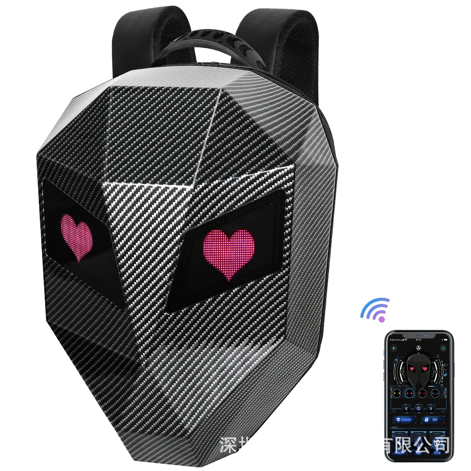 LOY Iron Man riding creative carbon stripes waterproof storage helmet Hosted expansion bag LED backpack