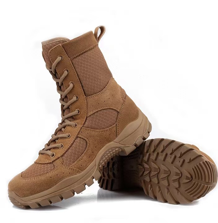 Botas de entrenamiento de hombres de combate marrón dragón con cremallera lateral resistente al desgaste entrenamiento al aire libre alpinismo botas del desierto tácticas rojas