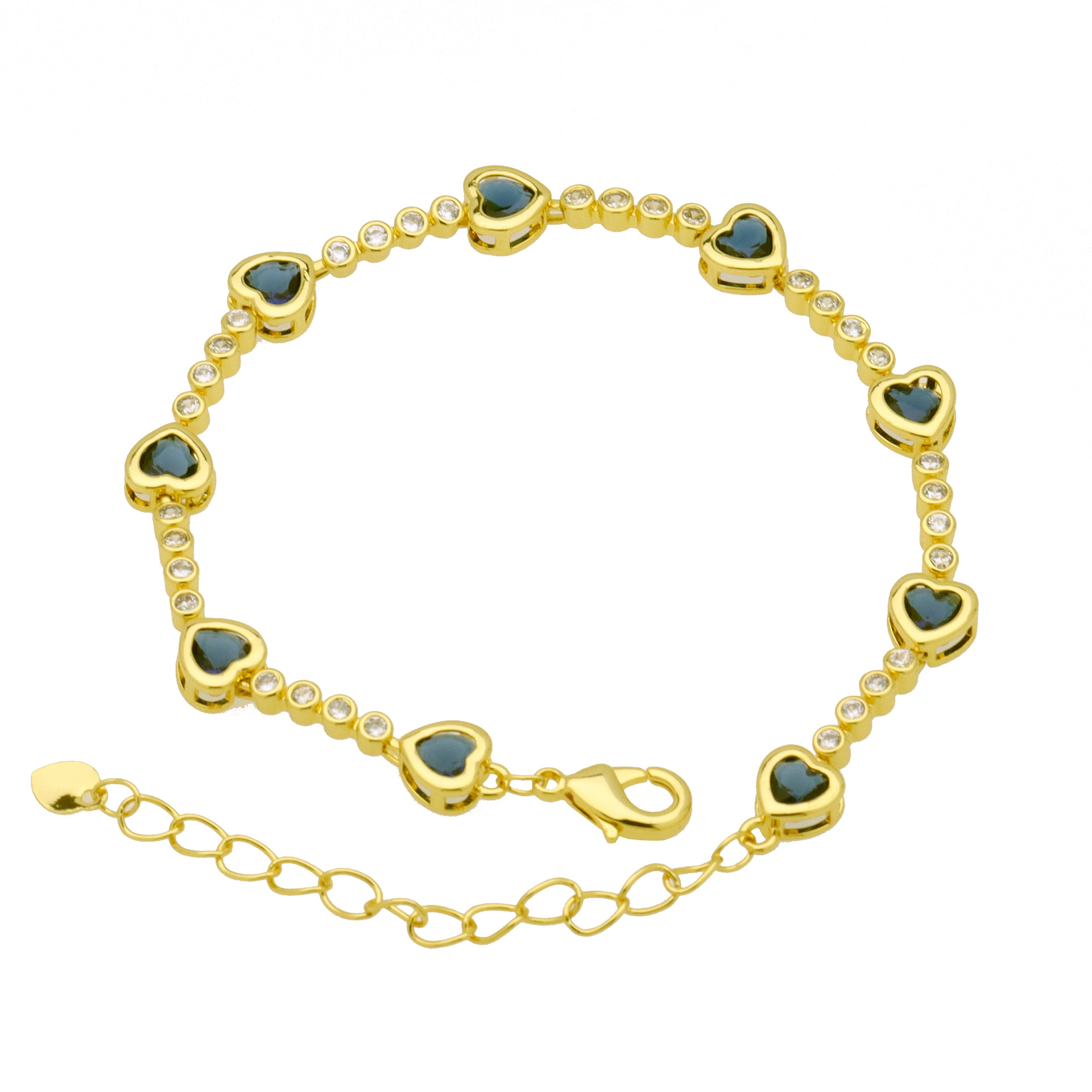 Daily Occasion Wholesale Jewelry Sweet IG Style Heart Shape Copper Zircon Plating Inlay Bracelets Chain-free