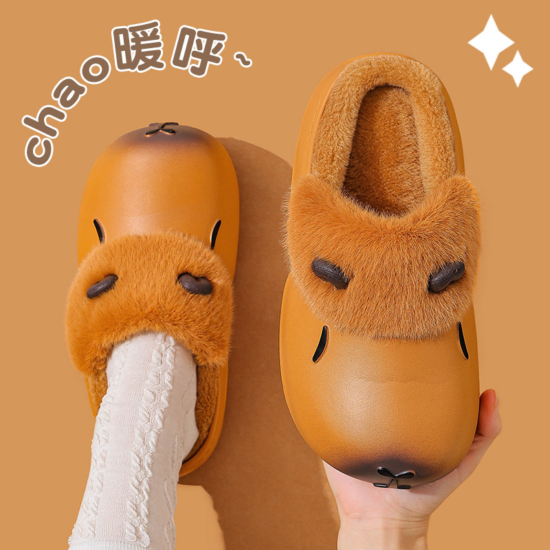 Zapatillas de algodón Capiballa para mujeres invierno 2025 nuevas parejas calentadoras impermeables a prueba de agua zapatos de algodón caseros