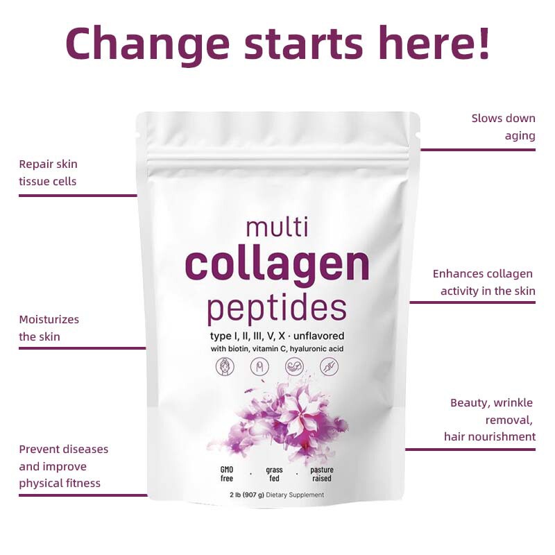 Tk Hot Selling Amazon 900g Collagen Multi Collagen Peptides Powder High Protein