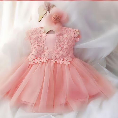 Spring and Autumn Girls Flower Girl Birthday Dress Children's Birthday Full Moon Stylish Soft Lace Princess Dress Infant Linked Trendy