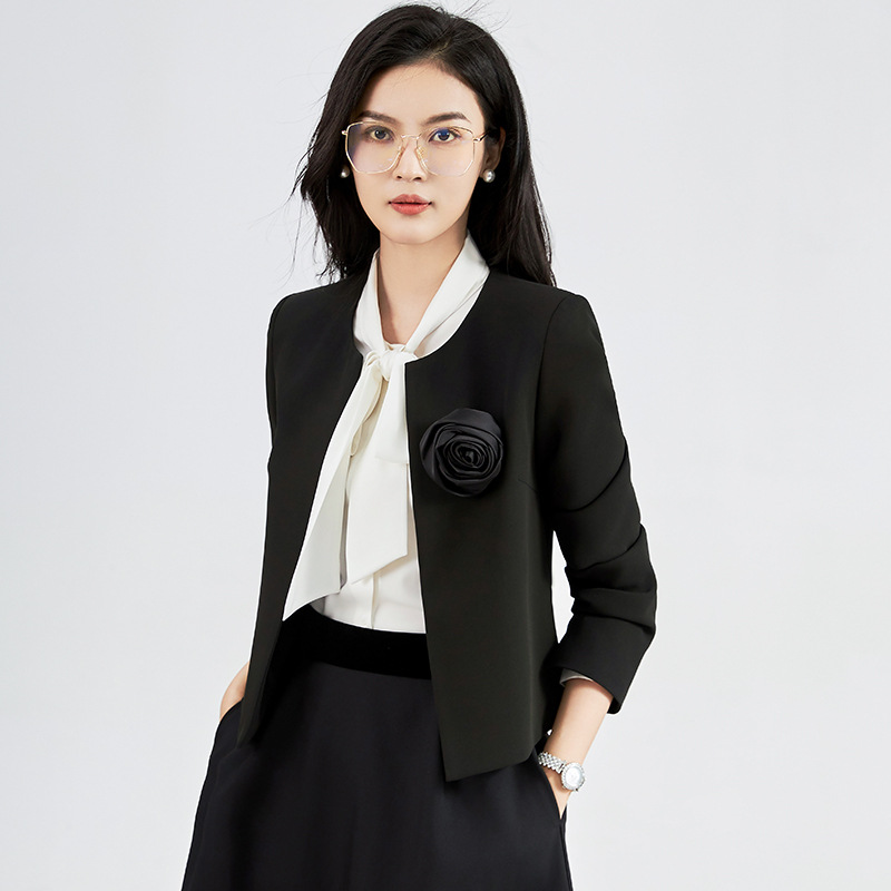 2427201-Shenzhen Nanyou French Accessible Luxury Elegant Simple Versatile Double-Layer Acetate Small Suit Short Jacket Early Autumn