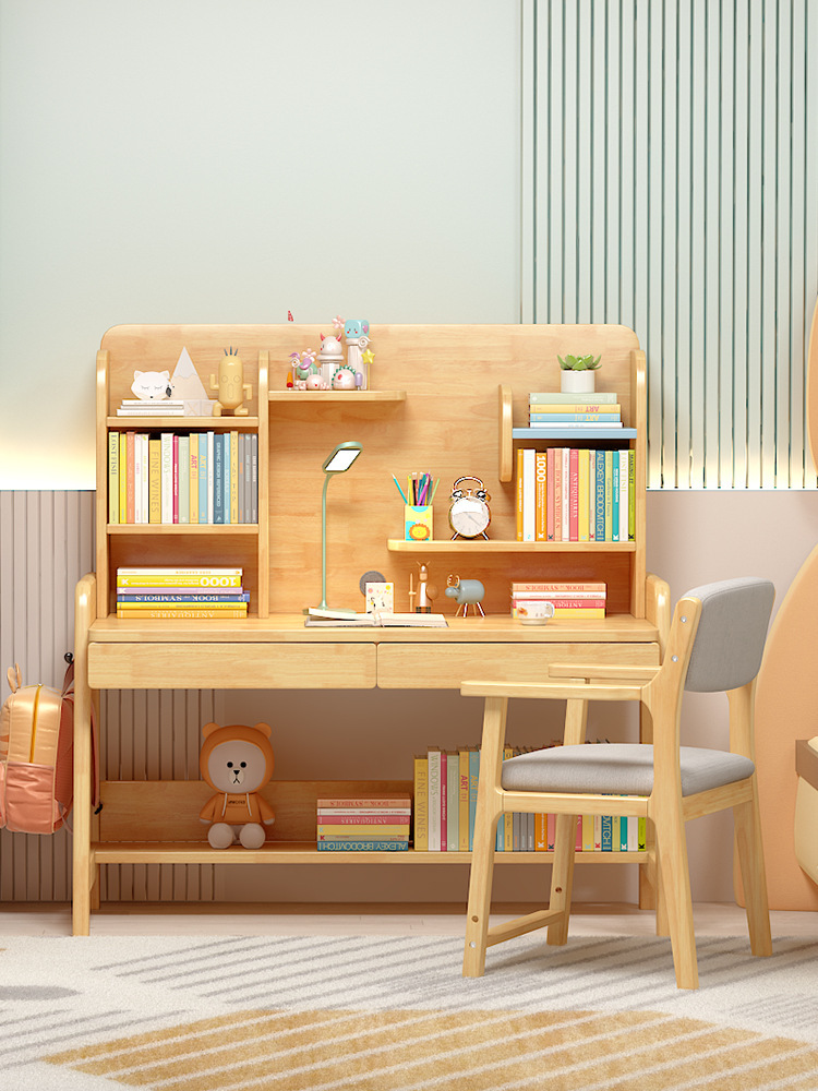 Aigole Children's Study Table Solid Wood Primary School Student Study Table Desk Home Girl Writing Desk Bedroom Simple Male