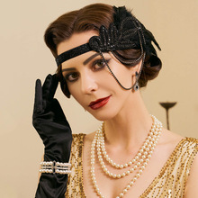1920s飞来波发带欧美羽毛头饰发带20年代复古化妆舞会女派对饰品