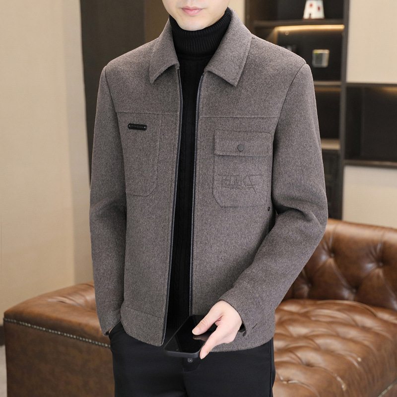 2025冬季厚款男士羊毛大衣中青年男士呢子大衣外套男短款双面呢
