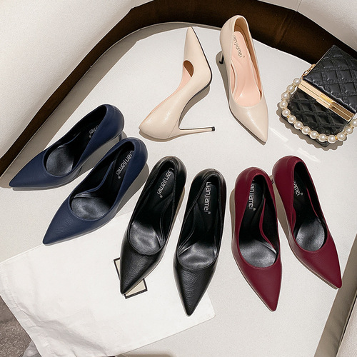 Manufacturer wholesale pointed toe high heels women's soft leather professional work shoes  new women's shoes