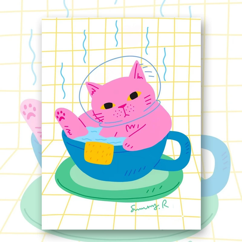 Масляная картина на холсте Meow Star Decper-up, минималистичное аниме, несколько размеров постера