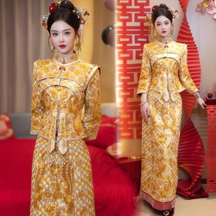 Full Embroidered Jacket Emperor Dragon and Phoenix Jacket 2025 New High Ding Xiuhe Dress Bride Wedding Dress Summer Chinese Style Show Kimono