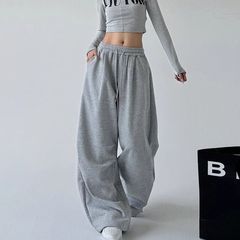 国境を越えた灰色のスポーツパンツ女性春2025直筒ゆるいカジュアルパンツ工装ワイドパンツスポット卸売り