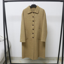 欧洲站双面羊毛大衣中长款秋冬新款韩版单排扣灰色简约毛呢外套