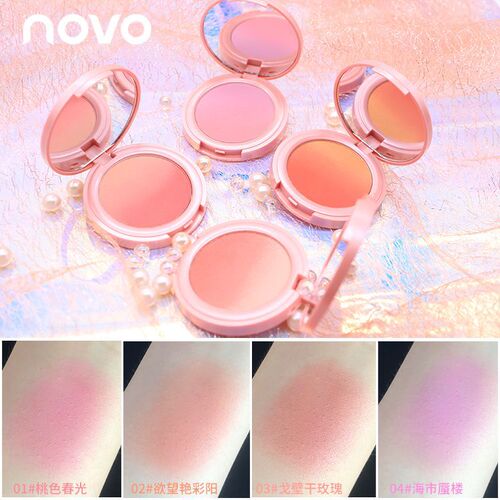 Makeup NOVO sweet pink gradient blush nude makeup natural good complexion two-color blush palette rouge beauty makeup