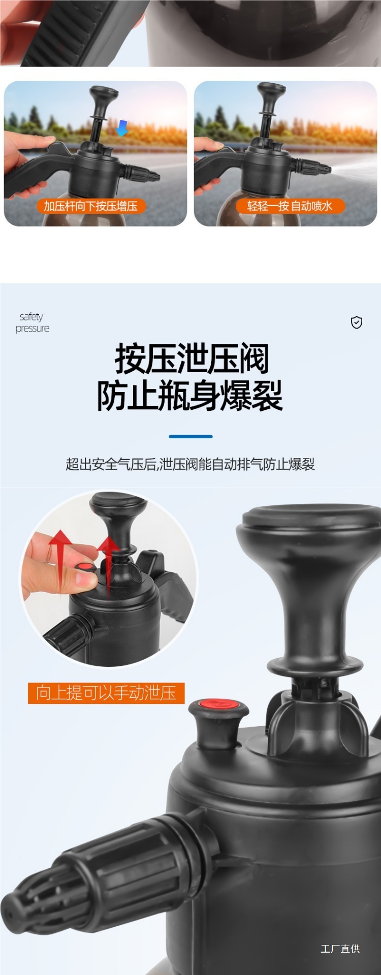Spray Bottle for Car Washing Foam, Special Pa Bottle for Car Wash Liquid, Water Wax, Pressurized Household High-Pressure Water Gun Nozzle Foam Liquid