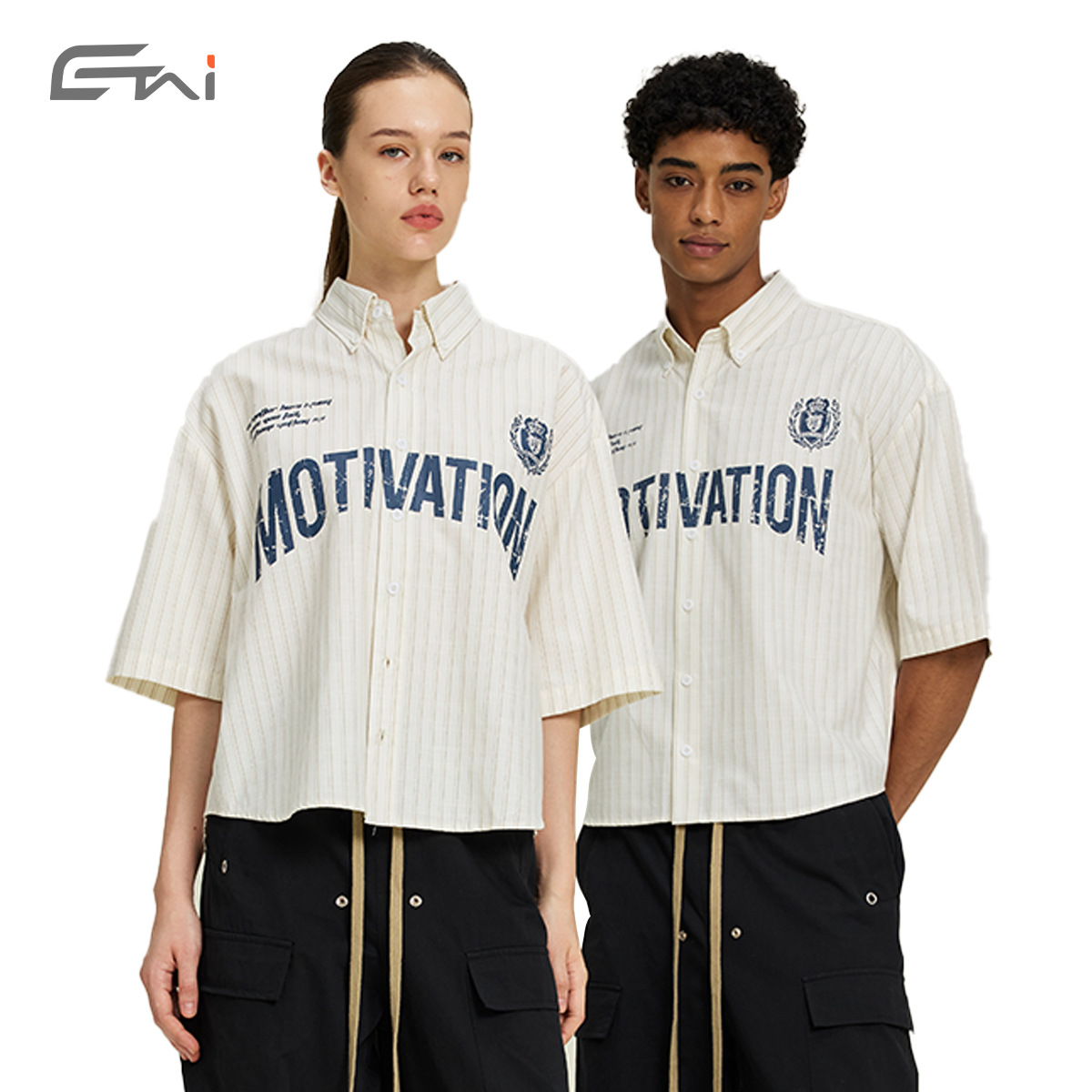 ETAI ropa de hombre retro camisa casual a rayas manga corta chaqueta corta ancha camisa de hombre marca de moda adolescente