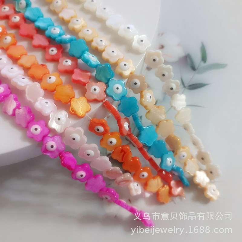 波西米亚风滴油眼睛彩色底花朵梅花单面2色眼睛DIY手工饰品配件