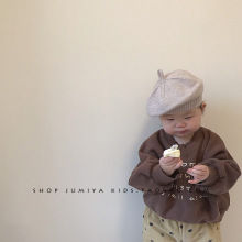 ins奶油色系~婴儿帽子春秋宝宝贝雷帽女童百搭针织小童南瓜毛线帽
