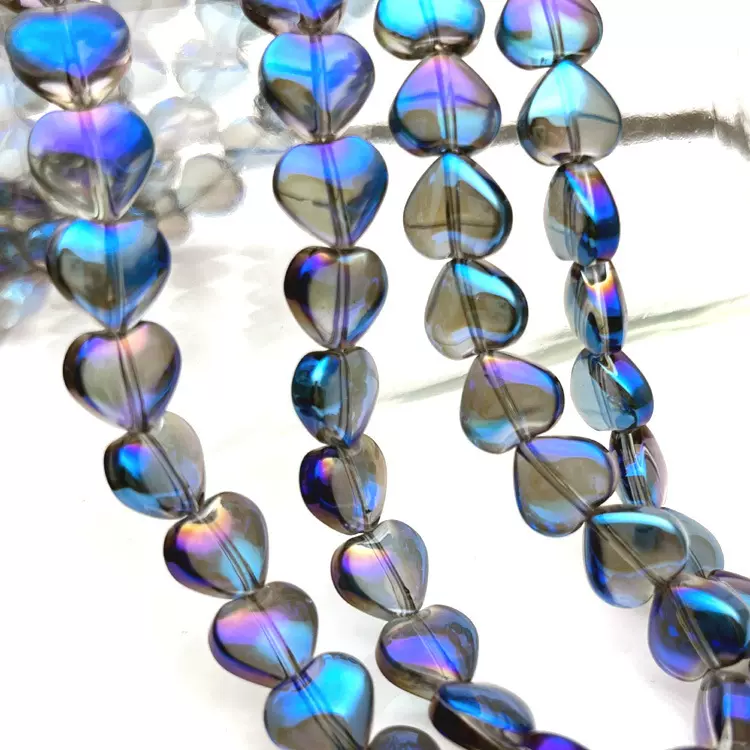 10mm水晶桃心形串珠手工DIY饰品配件玻璃珠透明爱心手作材料散珠