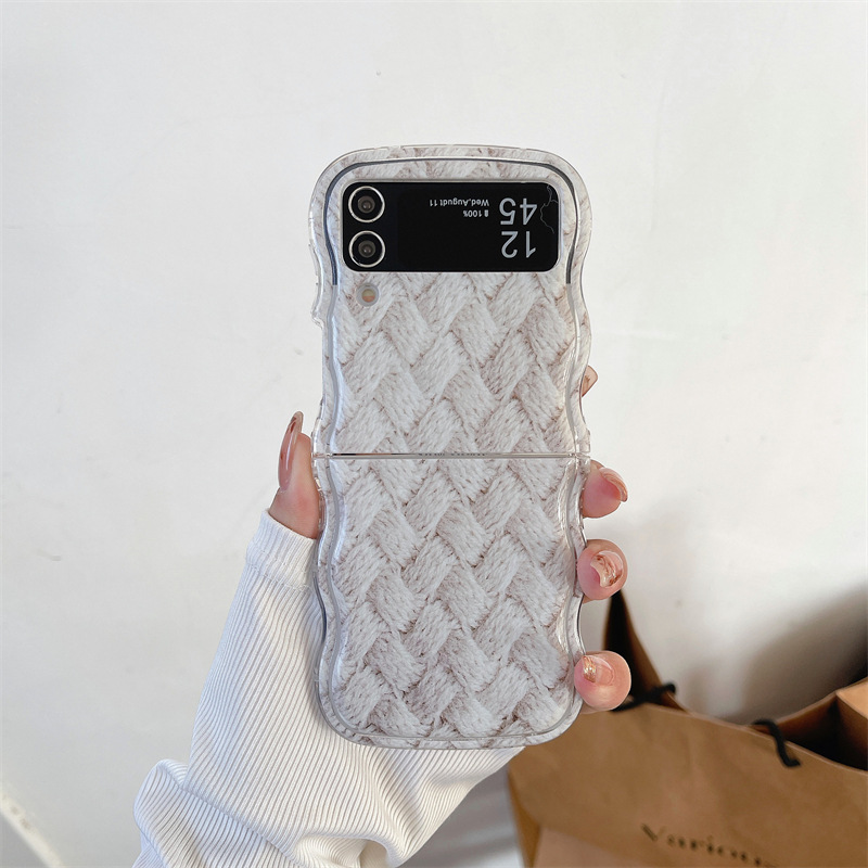 Korean style twist sweater for Samsung zflip5 folding phone case GalaxyZflip3/4 generation woven hand rope_voghion.com