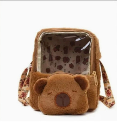 2024 nueva mochila de carpincho de felpa Kapibala linda bolsa de piel de todo fósforo mochila de estudiante de dibujos animados femenina