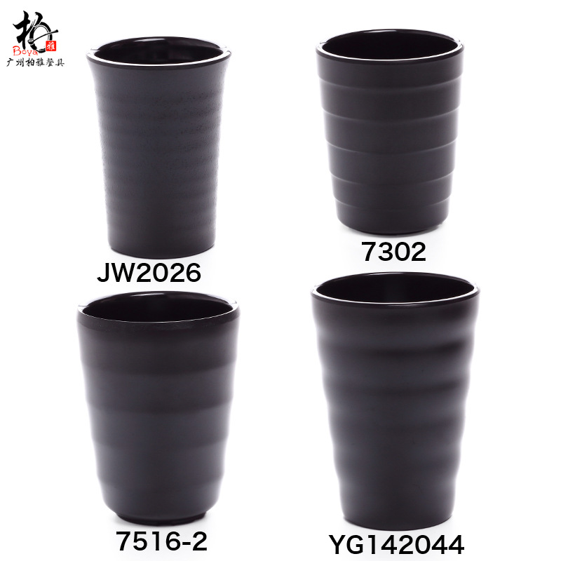A5 taza de agua de melamina negra taza de licor coreano matado taza de bebida de porcelana caliente taza de menú de rosca de cebada