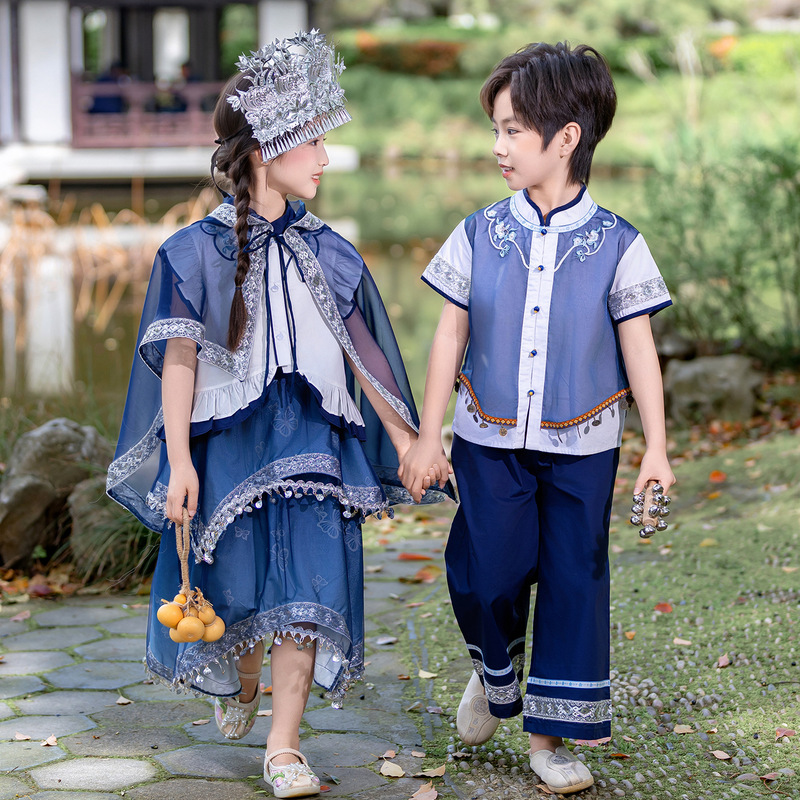 Boys' Tang Suit Summer Set, Children's Hanfu, Girls' Traditional Dress, Baby Chinese Style Kindergarten Performance Outfit Boys' Tang Suit Summer Set, Children's Hanfu, Girls' Traditional Dress, Baby Chinese Style Kindergarten Performance Outfit