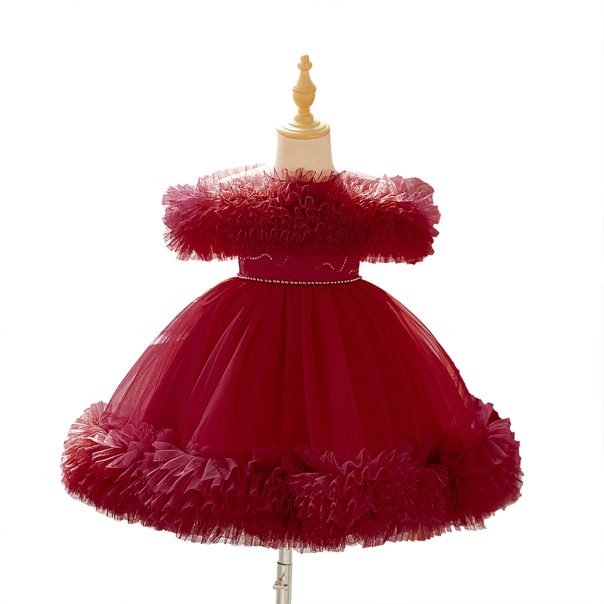 Transfronterizos vestidos de niños de media edad, vestido de princesa, vestido de boda, vestido de piano, vestido de hombro